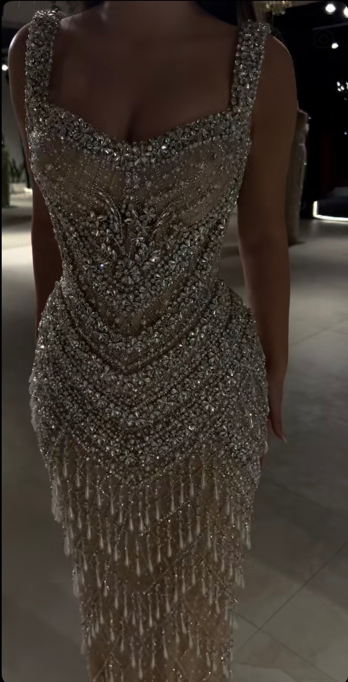 Silver Crystal Couture Gown