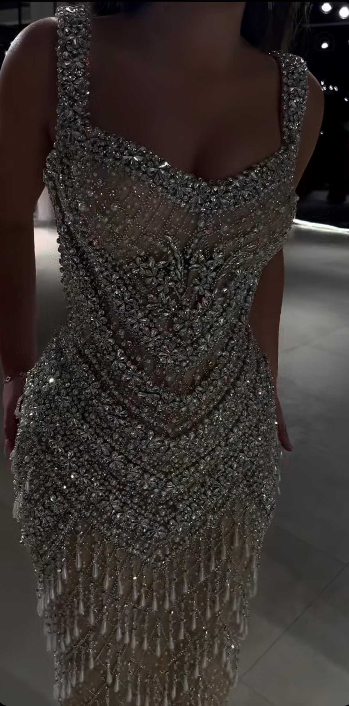 Silver Crystal Couture Gown
