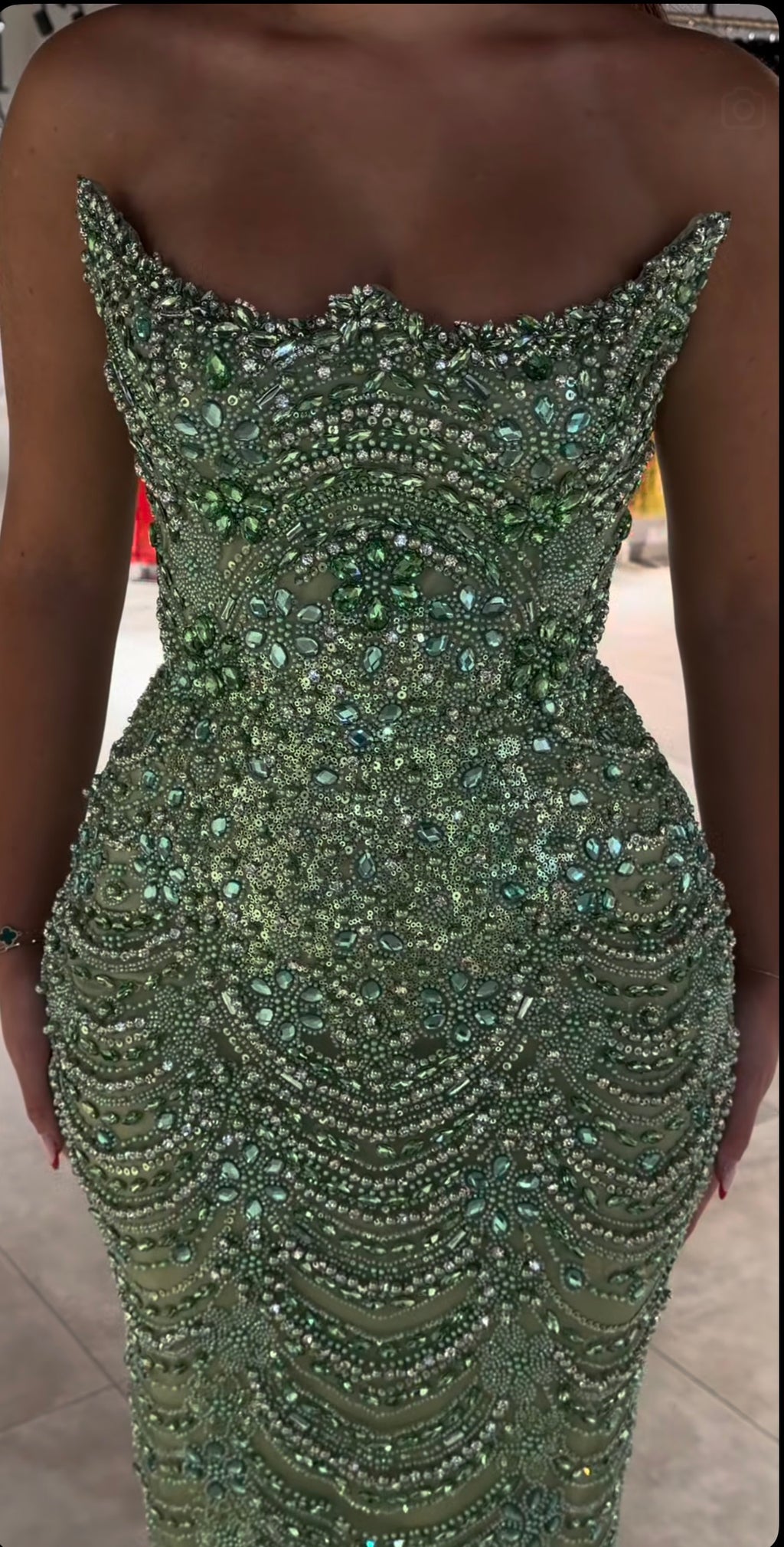 Emerald Green Embellished Gown