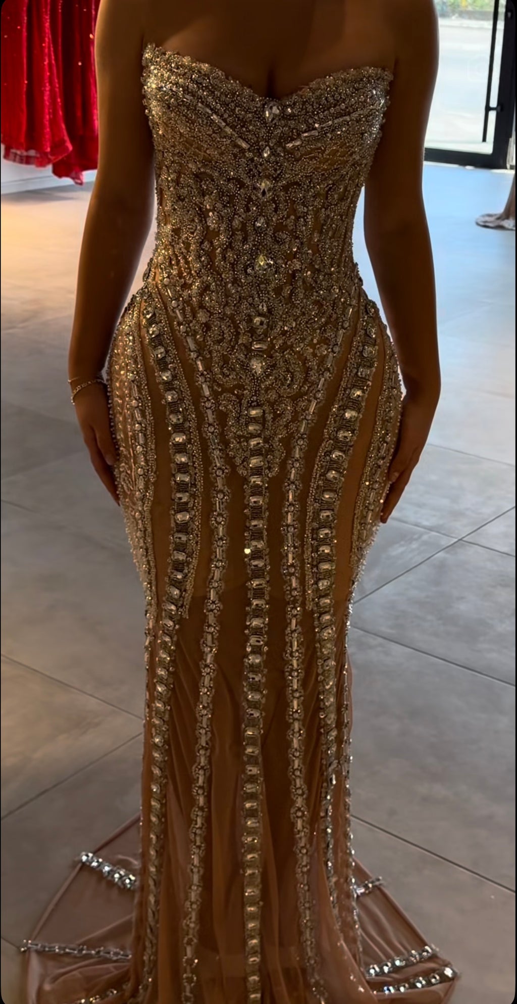 Champagne Crystal Couture Gown