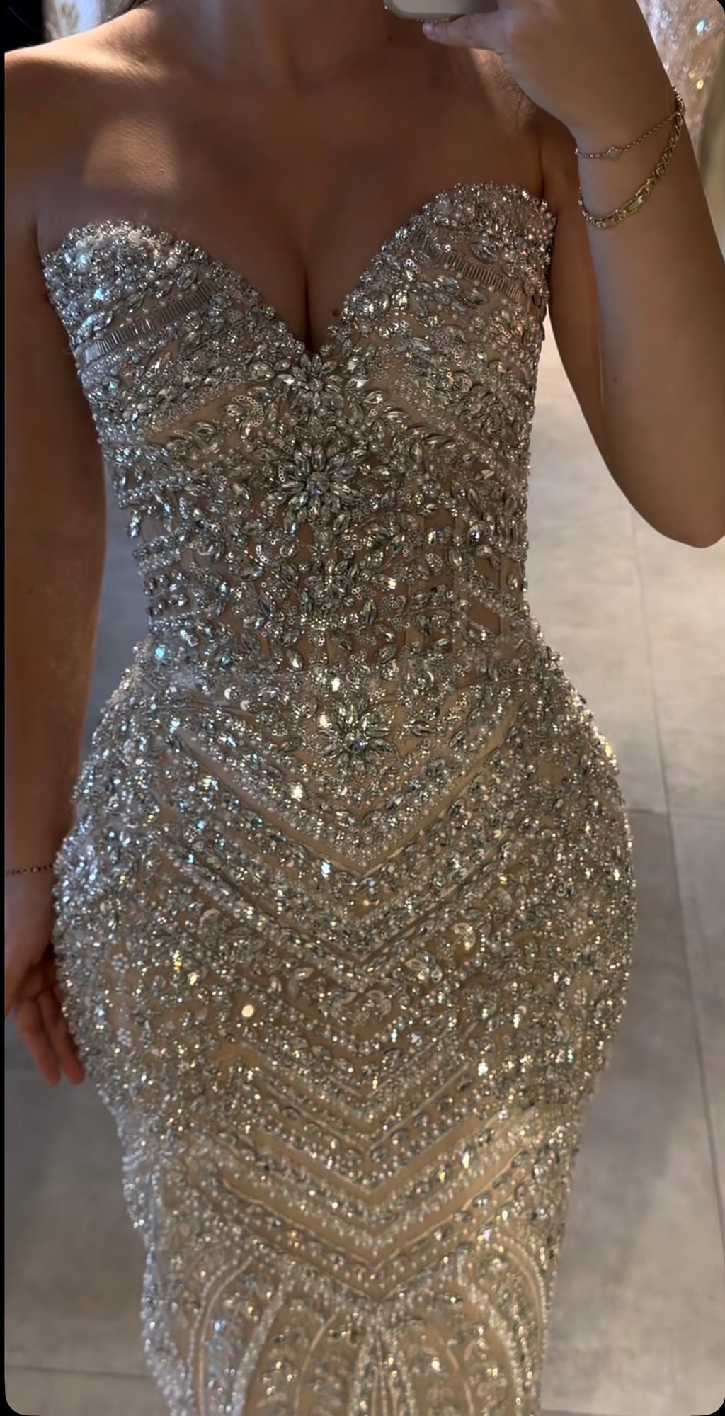 Silver Embellished Couture Gown