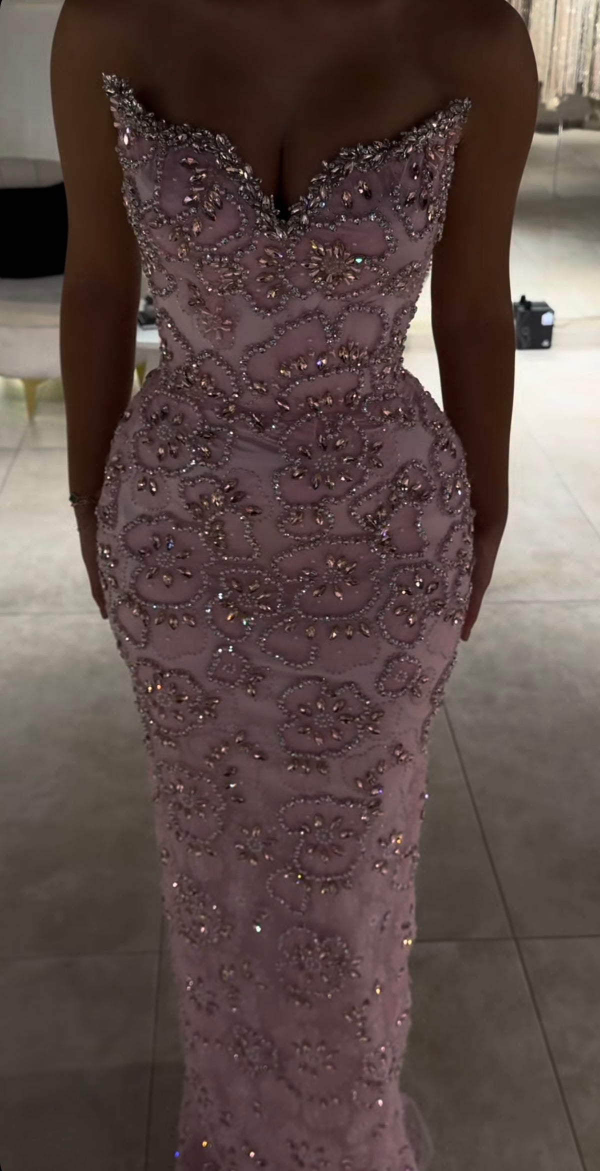 Mauve Crystal Embellished Gown