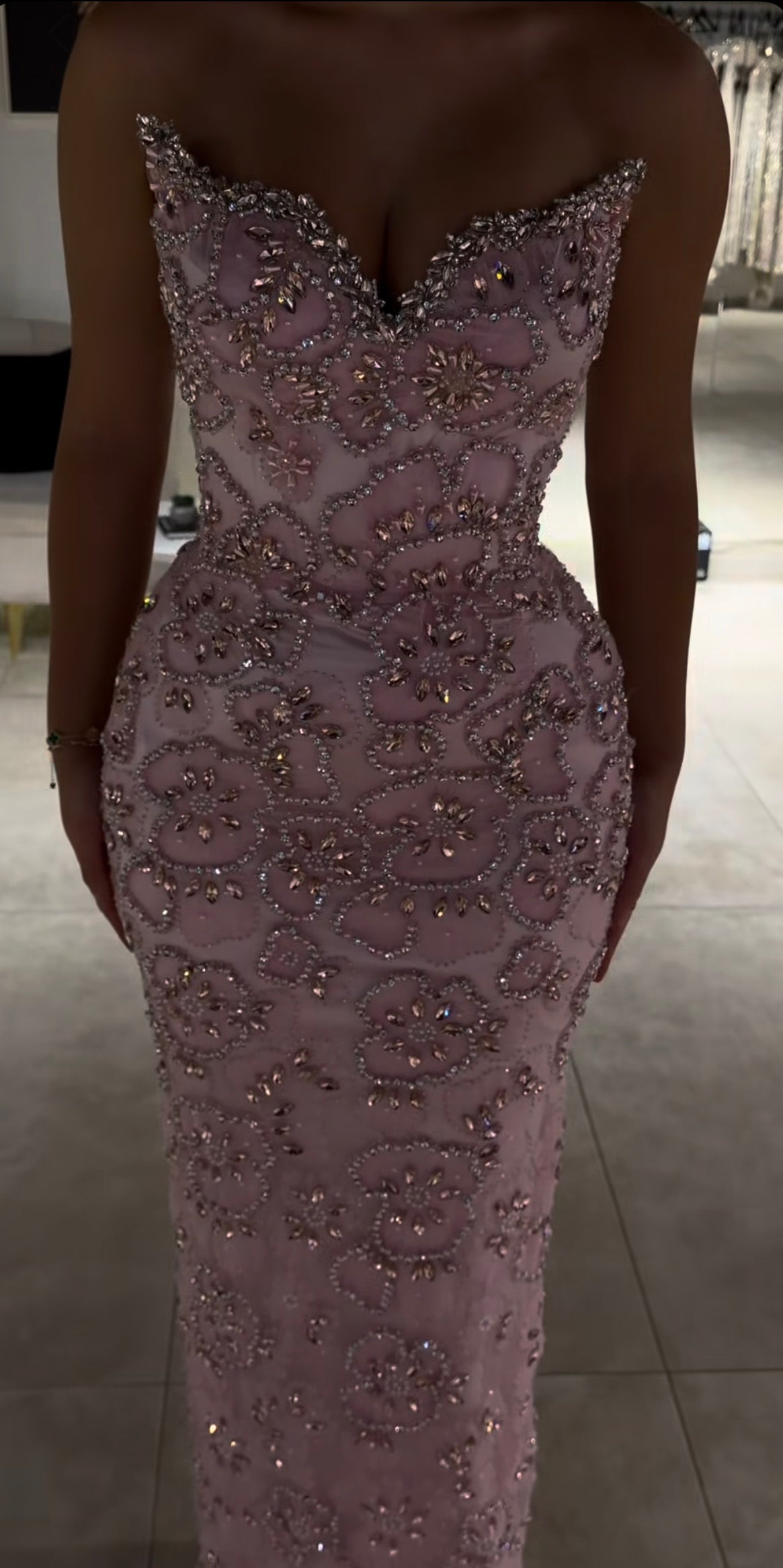 Mauve Crystal Embellished Gown