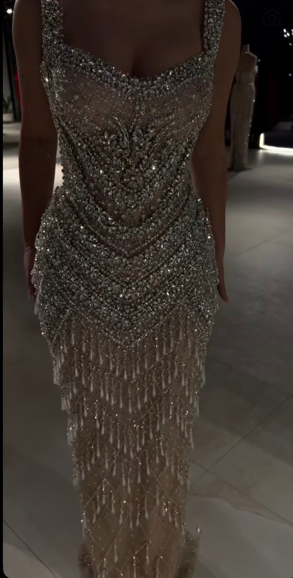 Silver Crystal Couture Gown