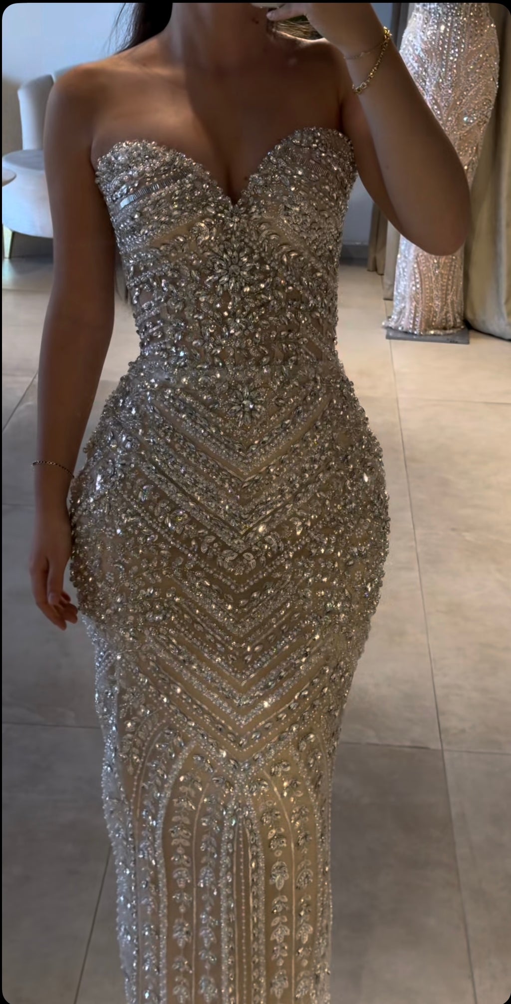 Silver Embellished Couture Gown
