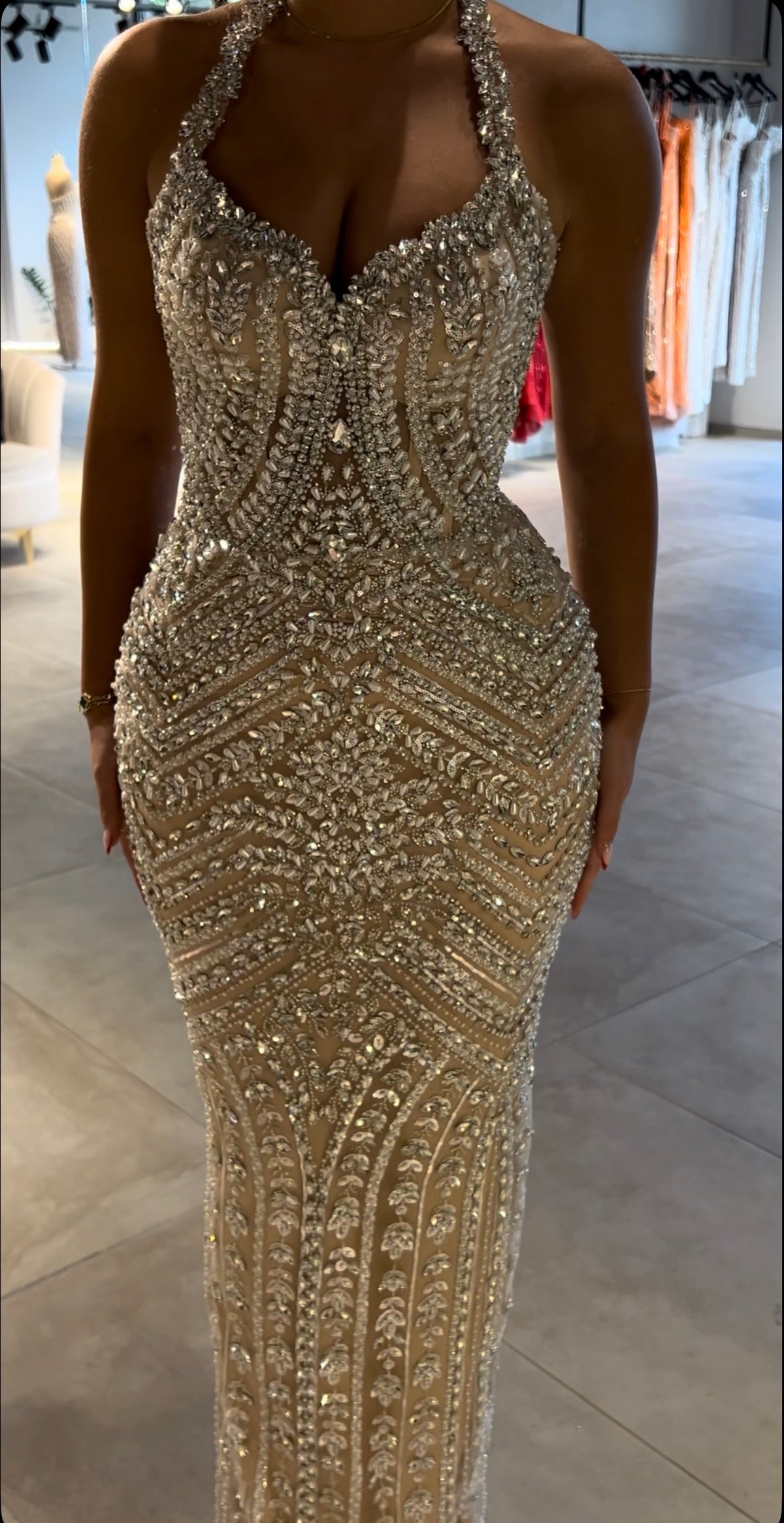 Silver Crystal Corset Gown